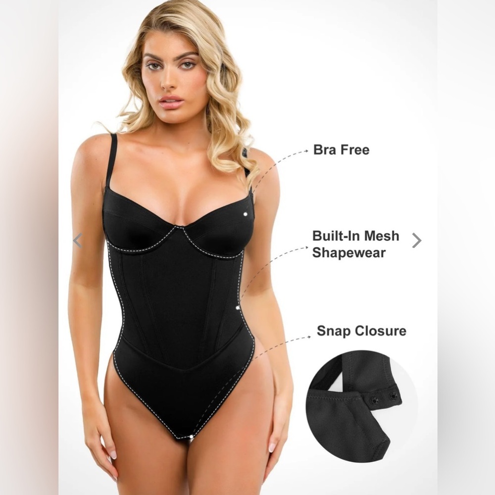 Popilush Shapewear Hourglass Corset Thong Bodysuit - Picture 2 of 7